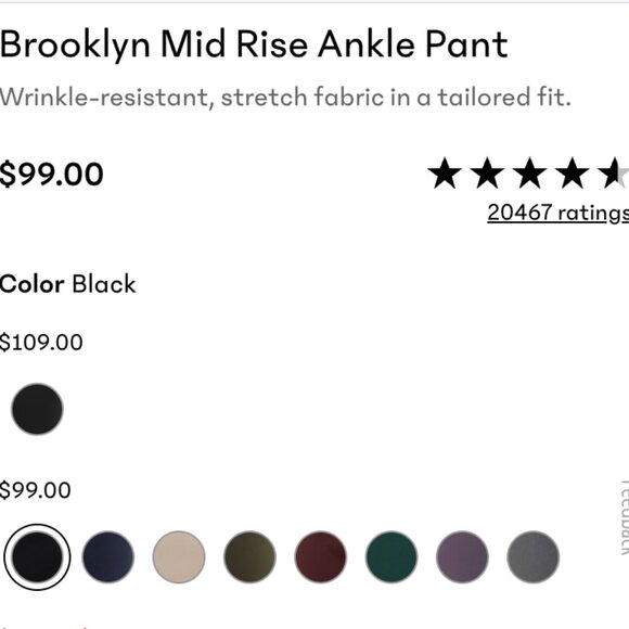 Athleta Ankle Pants 0 Black Brooklyn Mid Rise Stretch Work Travel Quick Dry NEW - Picture 7 of 9